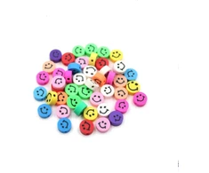 RAINBOW Akriliniai karoliukai Emoji Smiley 10x6 mm 20 vnt., įvairių spalvų