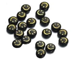 RAINBOW Akriliniai karoliukai Emoji Smiley 10x6 mm 20 vnt., spalva juoda