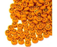 RAINBOW Akriliniai karoliukai Emoji Smiley 10x6 mm 100 vnt., spalva oranžinė