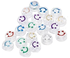 RAINBOW Akriliniai karoliukai Emoji Smiley 10x6 mm 20 vnt., skaidrūs