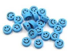RAINBOW Akriliniai karoliukai Emoji Smiley 10x6 mm 20 vnt., spalva žydra