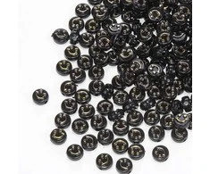 RAINBOW Akriliniai karoliukai Emoji Smiley 10x6 mm 100 vnt., spalva juoda