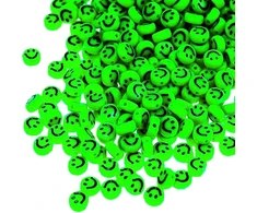 RAINBOW Akriliniai karoliukai Emoji Smiley 10x6 mm 100 vnt., spalva ryškiai žalia