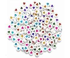 RAINBOW Akriliniai karoliukai Širdelė 7x4 mm 100 vnt., įvairių spalvų