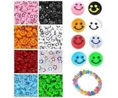RAINBOW Akrilinių karoliukų Emoji Smiley rinkinys apyrankių gamybai 160 vnt.