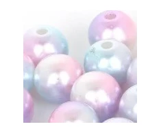 RAINBOW Apvalūs įvairiaspalviai perlo imitacijos karoliukai 10 mm, 5 vnt., šviesus