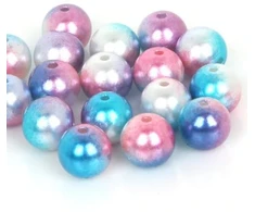 RAINBOW Apvalūs įvairiaspalviai perlo imitacijos karoliukai 4 mm, 16 vnt., tamsus