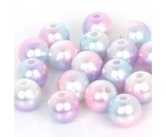 RAINBOW Apvalūs įvairiaspalviai perlo imitacijos karoliukai 4 mm, 16 vnt., šviesus