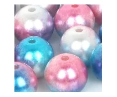 RAINBOW Apvalūs įvairiaspalviai perlo imitacijos karoliukai 10 mm, 5 vnt., tamsus