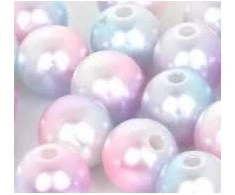 RAINBOW Apvalūs įvairiaspalviai perlo imitacijos karoliukai 6 mm, 8 vnt., šviesus