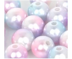 RAINBOW Apvalūs įvairiaspalviai perlo imitacijos karoliukai 6 mm, 8 vnt., šviesus