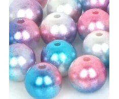 RAINBOW Apvalūs įvairiaspalviai perlo imitacijos karoliukai 6 mm, 8 vnt., tamsus