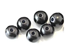 RAINBOW Apvalūs metalizuoti blizgūs karoliukai 8 mm, 6 vnt., spalva juoda