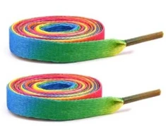 RAINBOW Įvairiaspalviai plokšti batraiščiai 8 mm 100 cm, spalva 3