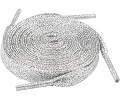 RAINBOW Metalizuoti platūs batraiščiai 12 mm 120 cm, spalva sidabro