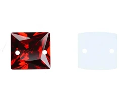 RAINBOW Prisiuvama akrilo akutė 10x10 mm, spalva raudona