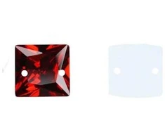 RAINBOW Prisiuvama akrilo akutė 12x12 mm, spalva raudona