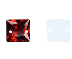 RAINBOW Prisiuvama akrilo akutė 8x8 mm, spalva raudona