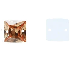 RAINBOW Prisiuvama akrilo akutė 8x8 mm, spalva oranžinė
