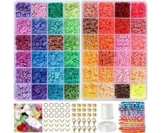 RAINBOW Siūlų ir plokščių karoliukų rinkinys apyrankių gamybai 4800 vnt.