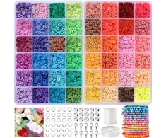 RAINBOW Siūlų ir plokščių karoliukų rinkinys apyrankių gamybai 4800 vnt.
