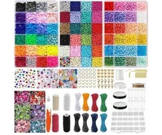 RAINBOW Stiklinių ir akrilinių karoliukų rinkinys papuošalų gamybai 8300 vnt.