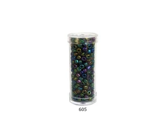 Stikliniai apvalūs karoliukai (biseris) Nr. 6/0 RainBow® plastikinėje tūbelėje 25 g, spalva 605