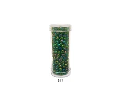 Stikliniai apvalūs karoliukai (biseris) Nr. 6/0 RainBow® plastikinėje tūbelėje 25 g, spalva 167