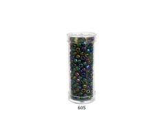Stikliniai apvalūs karoliukai (biseris) Nr. 6/0 RainBow® plastikinėje tūbelėje 25 g, spalva 605