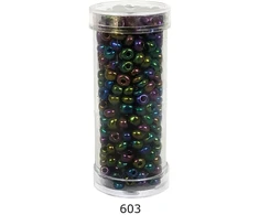 Stikliniai apvalūs karoliukai (biseris) Nr. 6/0 RainBow® plastikinėje tūbelėje 25 g, spalva 603