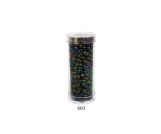 Stikliniai apvalūs karoliukai (biseris) Nr. 6/0 RainBow® plastikinėje tūbelėje 25 g, spalva 603