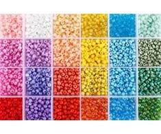 Stiklinių apvalių karoliukų (biserio) 6/0 RainBow® 24 spalvų po 10 g rinkinys, pastelinis