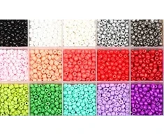 Stiklinių apvalių karoliukų (biserio) 6/0 RainBow® 15 spalvų po 10 g rinkinys, šviesus