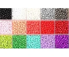 Stiklinių apvalių karoliukų (biserio) 6/0 RainBow® 15 spalvų po 10 g rinkinys, šviesus