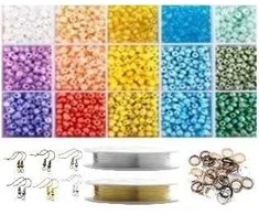 Stiklinių karoliukų rinkinys auskarų gamybai RainBow®, pastelinis, 1800 vnt.