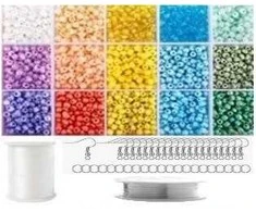 Stiklinių karoliukų rinkinys auskarų gamybai RainBow®, pastelinis, 1800 vnt.