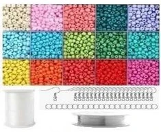 Stiklinių karoliukų rinkinys auskarų gamybai RainBow®, ryškus, 1800 vnt.
