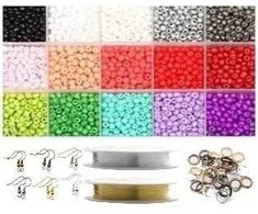 Stiklinių karoliukų rinkinys auskarų gamybai RainBow®, šviesus, 1800 vnt.
