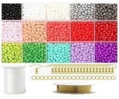Stiklinių karoliukų rinkinys auskarų gamybai RainBow®, šviesus, 1800 vnt.
