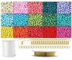 Stiklinių karoliukų rinkinys auskarų gamybai RainBow®, ryškus, 1800 vnt.