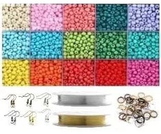 Stiklinių karoliukų rinkinys auskarų gamybai RainBow®, ryškus, 1800 vnt.