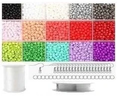 Stiklinių karoliukų rinkinys auskarų gamybai RainBow®, šviesus, 1800 vnt.