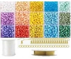 Stiklinių karoliukų rinkinys auskarų gamybai RainBow®, pastelinis, 1800 vnt.
