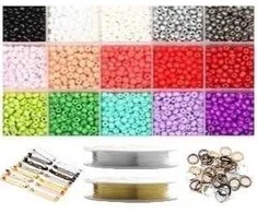 Stiklinių karoliukų rinkinys sagių gamybai RainBow®, šviesus, 1800 vnt.