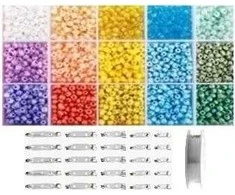 Stiklinių karoliukų rinkinys sagių gamybai RainBow®, pastelinis, 1800 vnt.