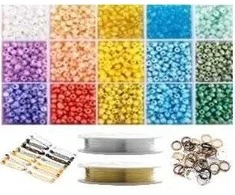 Stiklinių karoliukų rinkinys sagių gamybai RainBow®, pastelinis, 1800 vnt.