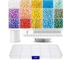 Stiklinių karoliukų rinkinys su dėžute auskarų gamybai RainBow®, pastelinis, 1800 vnt.