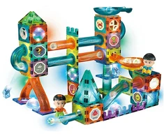 Lean Toys Šviečianti rutulių čiuožykla su blokeliais, 150 elementų