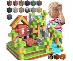 Magnetiniai konstruktoriai vaikams, 100 el., kubeliai su 6 figūrėlėmis, 3D rinkinys