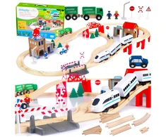 KINDERPLAY MEDINIS DĖKLAS TRAUKINIS AUTOMOBILIŲ TRAUKINIS